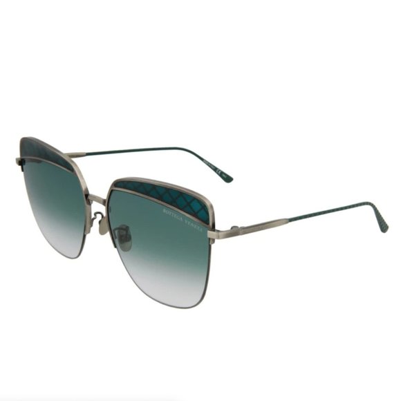 Bottega Veneta Women\'s Aqua and Silver Metal Sunglasses!